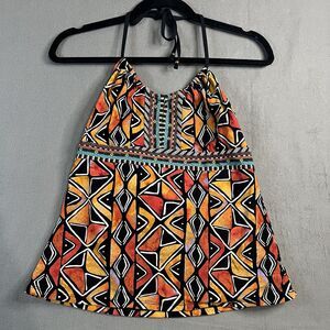 Nanette Lepore Tankini Swim Halter Top Aztec Boho Tribal Geometric Womens Size M
